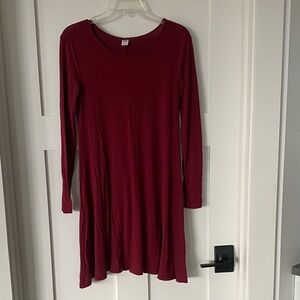 Old Navy Deep Red Long Sleeve Dress